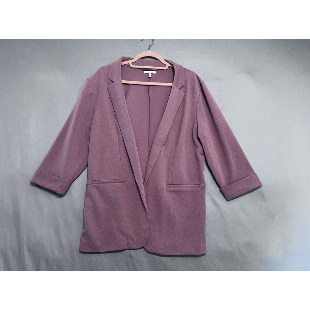 Maurices Womens XL Purple Textured Open Front Blazer 3/4 Sleeve Pockets